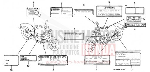 ETIQUETTE DE PRECAUTIONS VF750CR de 1994